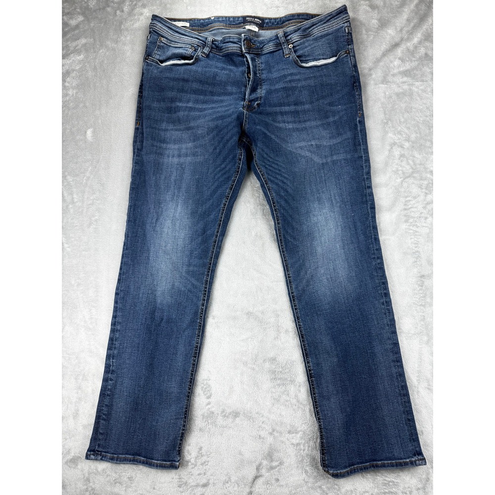 Jack & Jones Mens Jeans 36 Blue Regular Fit Clark Medium Wash Denim Pants